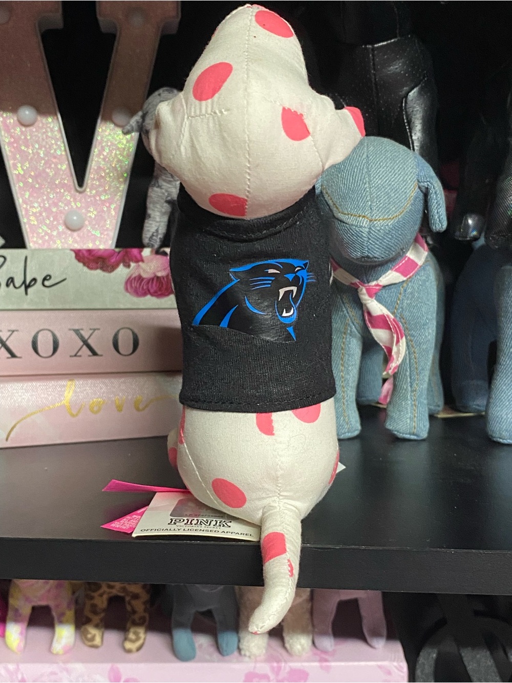 Victoria's Secret PINK NFL Carolina Panthers Mini Dog Plush Pup Collectable HTF